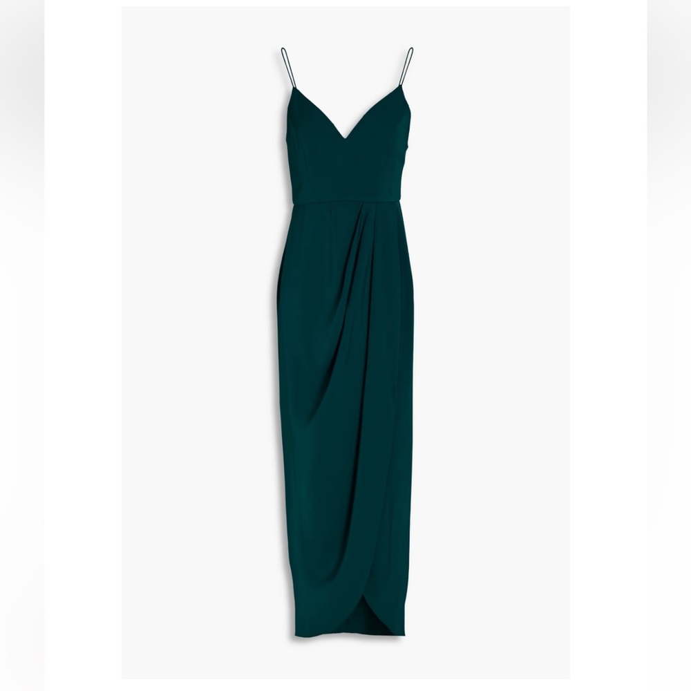 Shona Joy Draped Satin Midi Dress Size 2